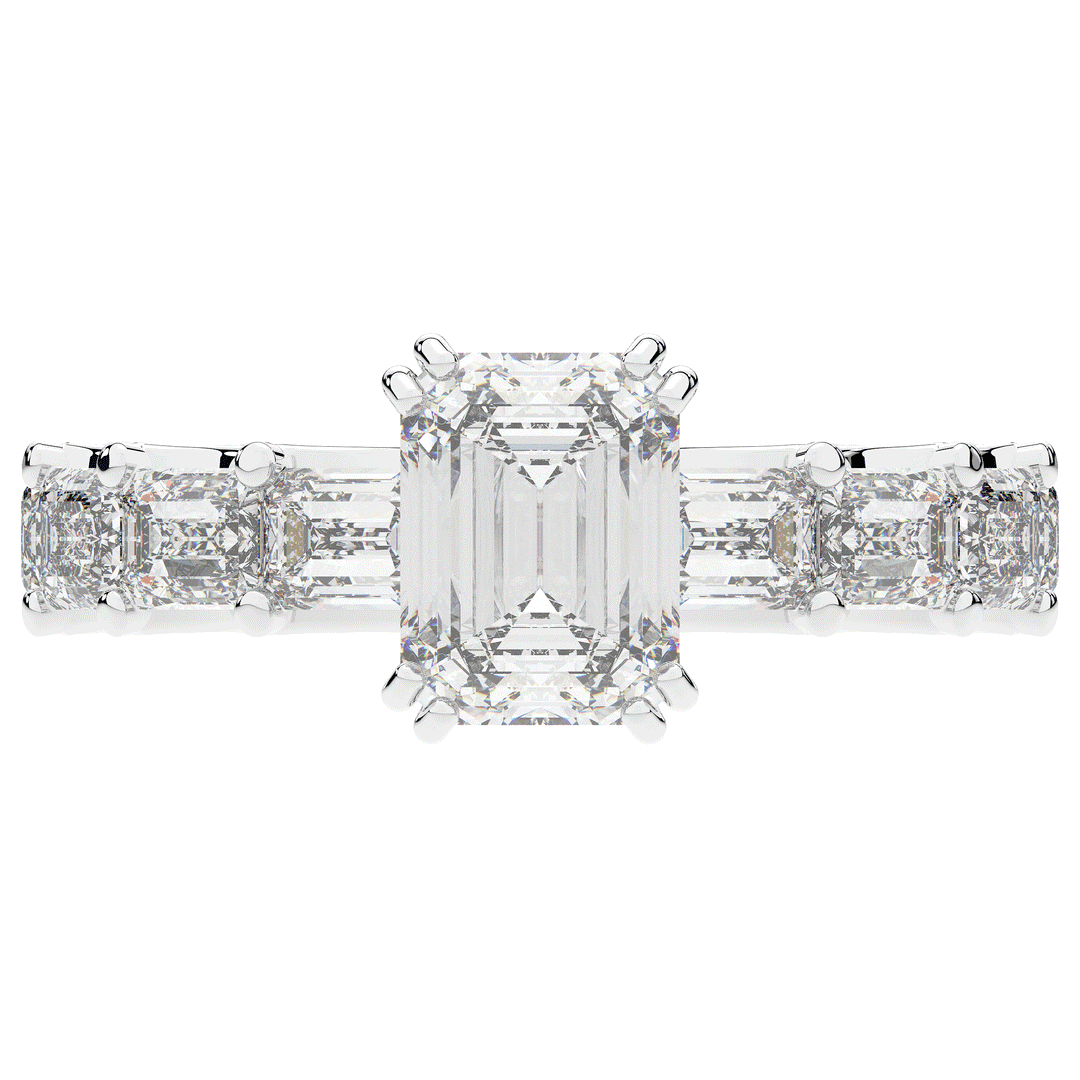 3.75CT.TW EMERALD CUT LAB DIAMOND SOLITAIRE ENGAGEMENT RING - Nazarelle