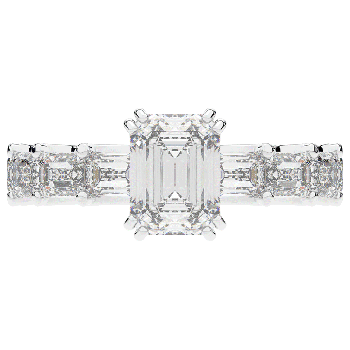 3.75CT.TW EMERALD CUT LAB DIAMOND SOLITAIRE ENGAGEMENT RING - Nazarelle