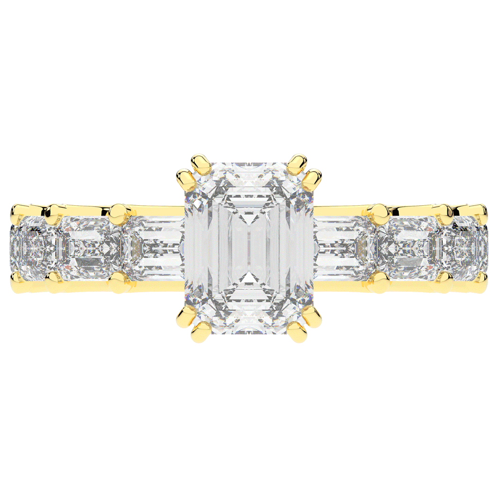 3.75CT.TW EMERALD CUT LAB DIAMOND SOLITAIRE ENGAGEMENT RING - Nazarelle