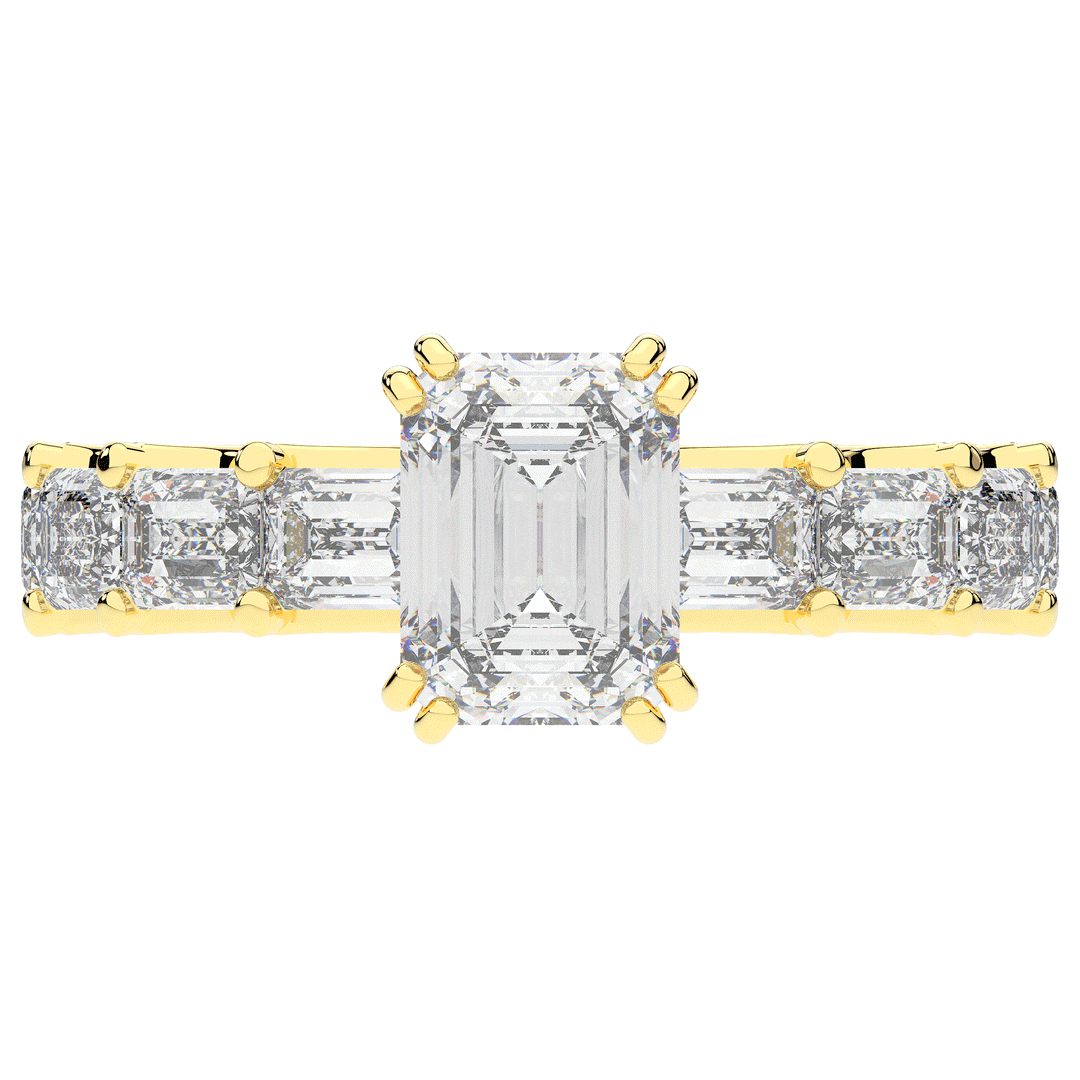3.75CT.TW EMERALD CUT LAB DIAMOND SOLITAIRE ENGAGEMENT RING - Nazarelle