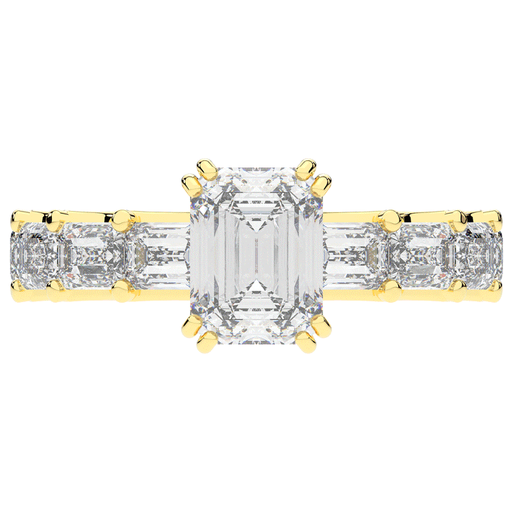 3.75CT.TW EMERALD CUT LAB DIAMOND SOLITAIRE ENGAGEMENT RING - Nazarelle