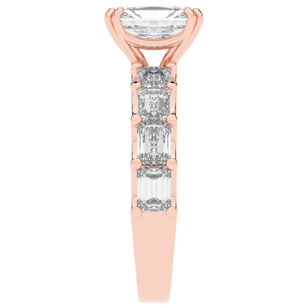 3.75CT.TW RADIANT LAB DIAMOND SOLITAIRE ENGAGEMENT RING - Nazarelle