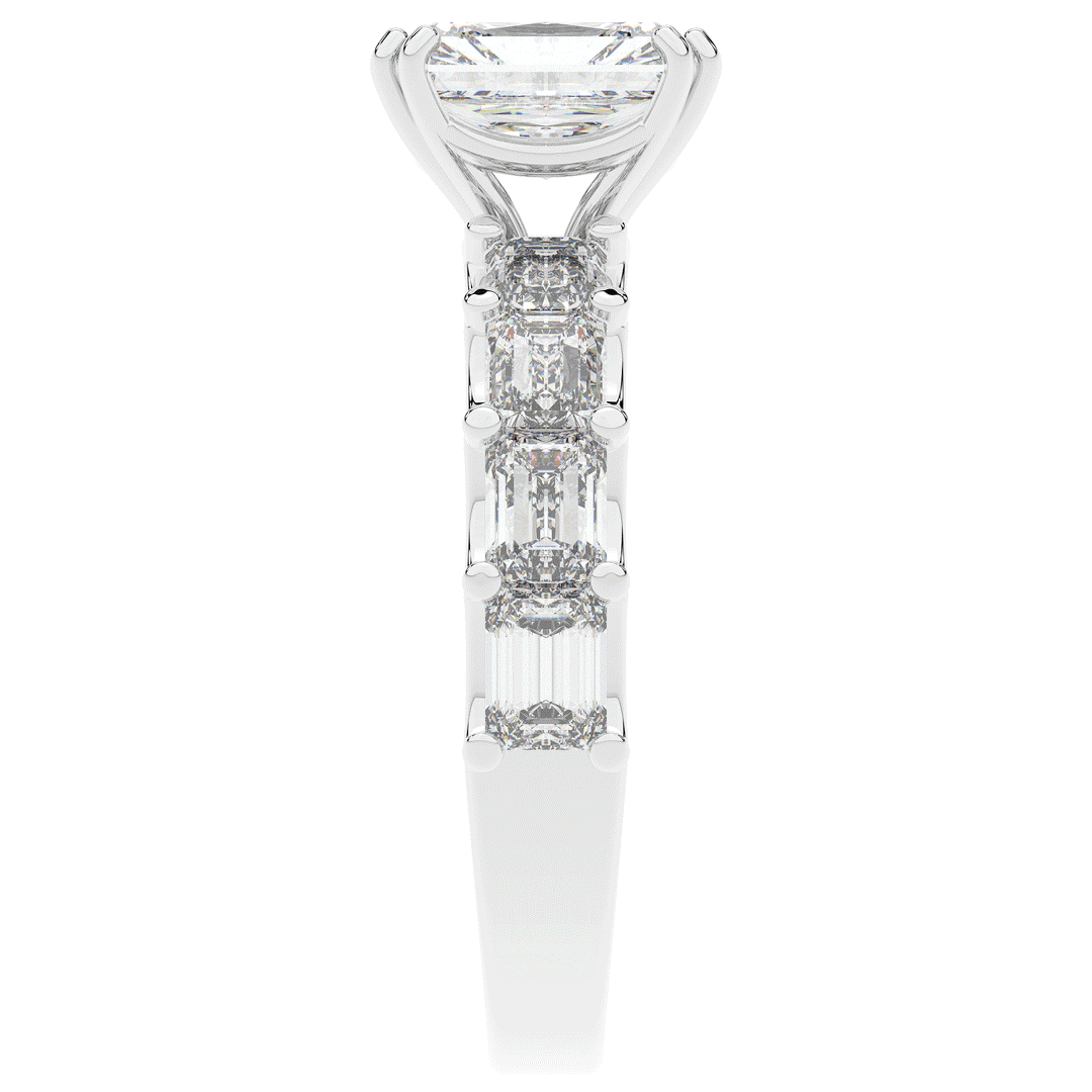 3.75CT.TW RADIANT LAB DIAMOND SOLITAIRE ENGAGEMENT RING - Nazarelle