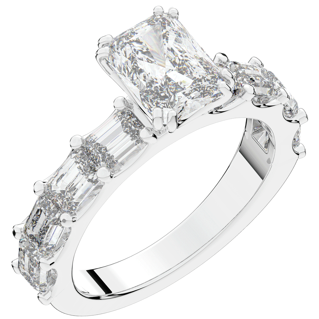 3.75CT.TW RADIANT LAB DIAMOND SOLITAIRE ENGAGEMENT RING - Nazarelle