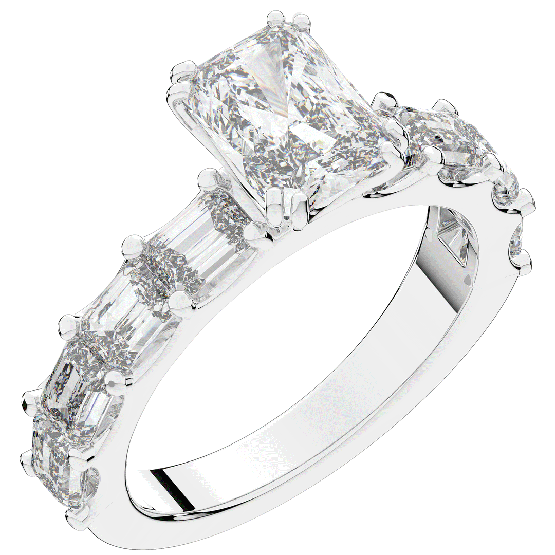 3.75CT.TW RADIANT LAB DIAMOND SOLITAIRE ENGAGEMENT RING - Nazarelle