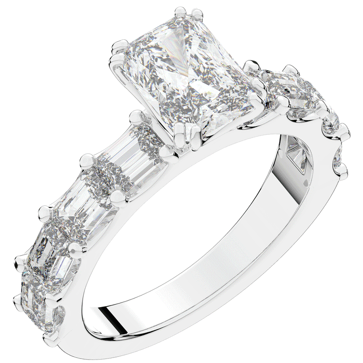 3.75CT.TW RADIANT LAB DIAMOND SOLITAIRE ENGAGEMENT RING - Nazarelle
