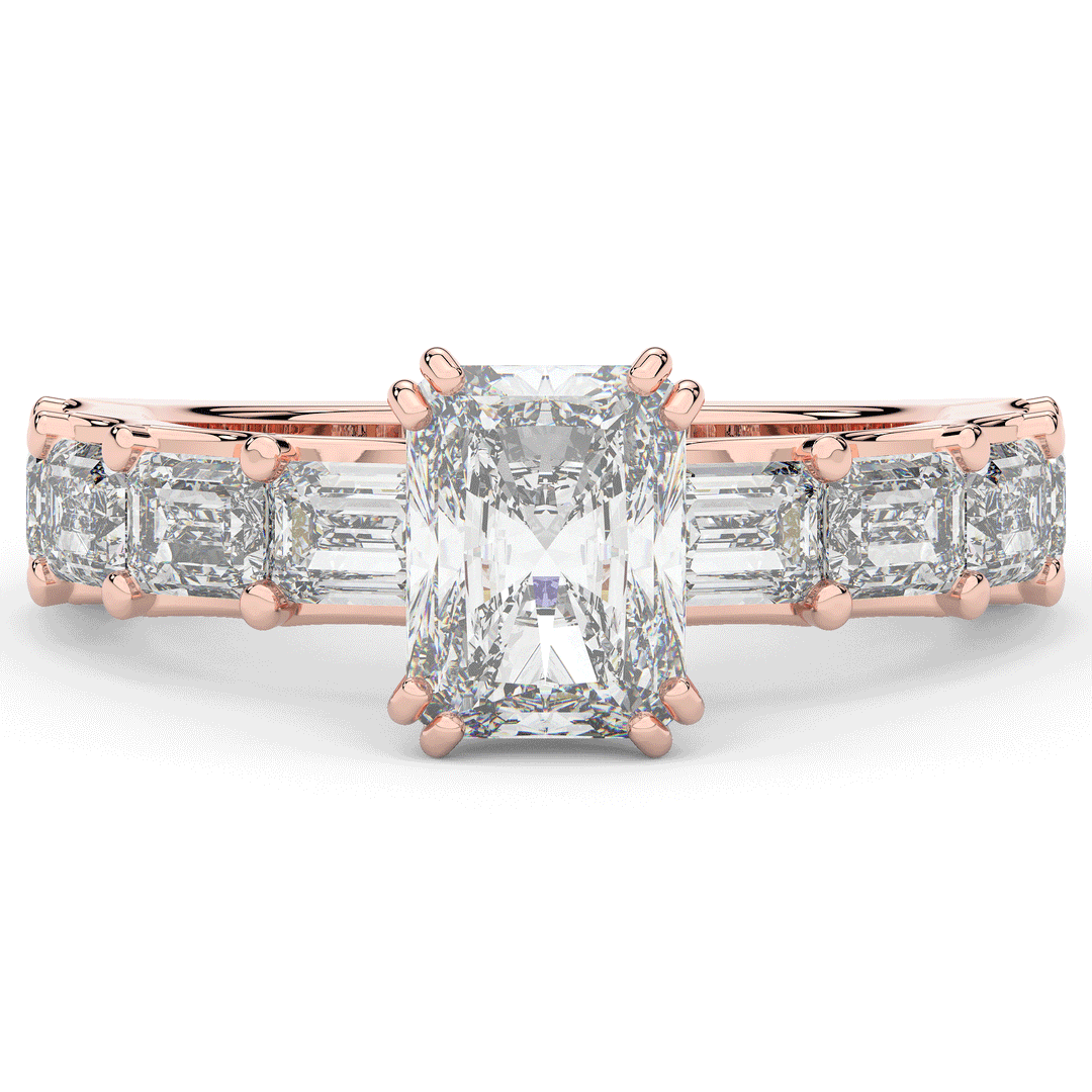 3.75CT.TW RADIANT LAB DIAMOND SOLITAIRE ENGAGEMENT RING - Nazarelle