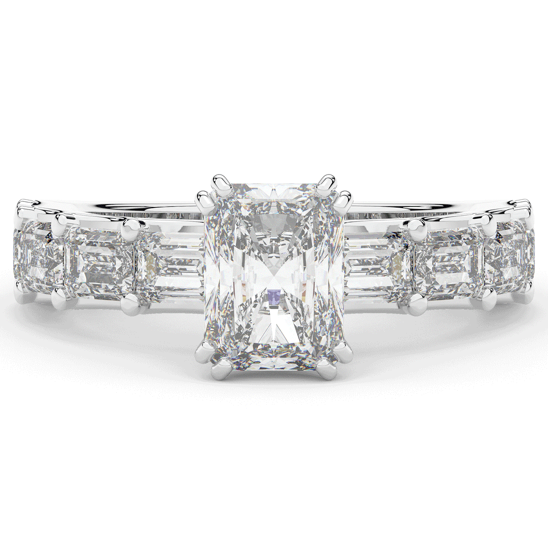 3.75CT.TW RADIANT LAB DIAMOND SOLITAIRE ENGAGEMENT RING - Nazarelle