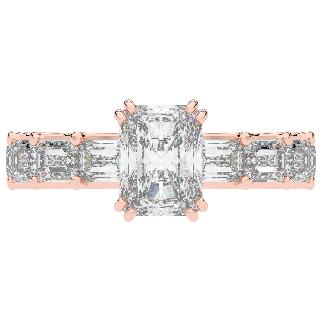 3.75CT.TW RADIANT LAB DIAMOND SOLITAIRE ENGAGEMENT RING - Nazarelle