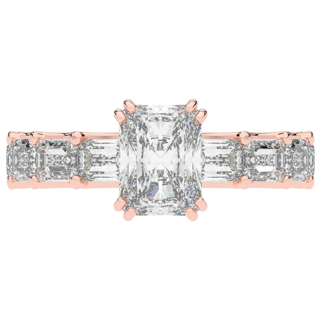 3.75CT.TW RADIANT LAB DIAMOND SOLITAIRE ENGAGEMENT RING - Nazarelle