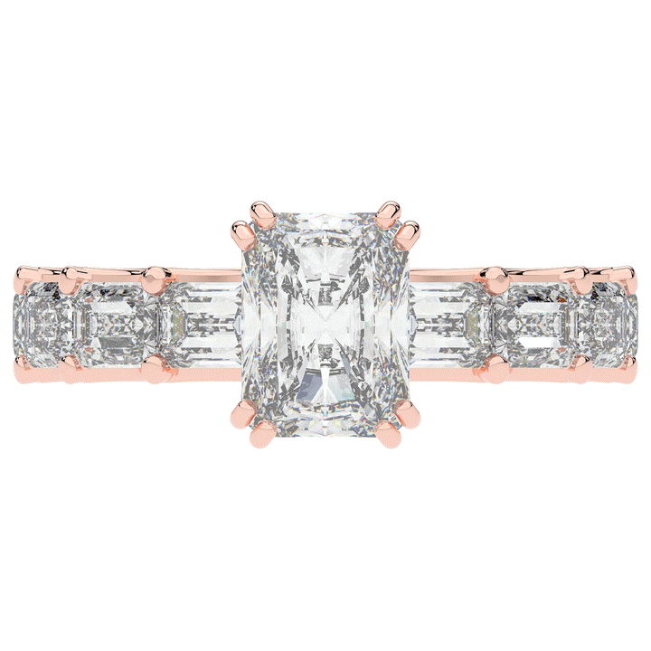 3.75CT.TW RADIANT LAB DIAMOND SOLITAIRE ENGAGEMENT RING - Nazarelle