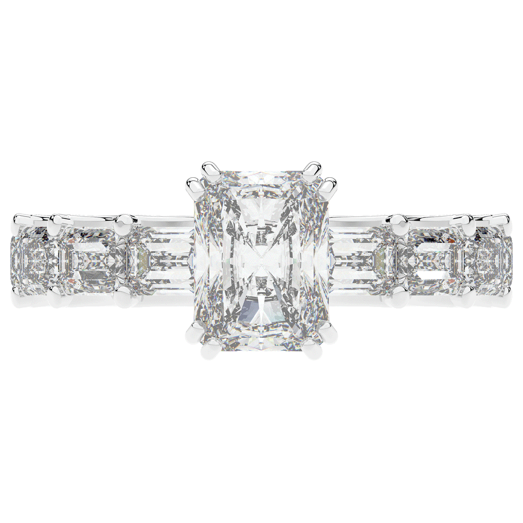 3.75CT.TW RADIANT LAB DIAMOND SOLITAIRE ENGAGEMENT RING - Nazarelle