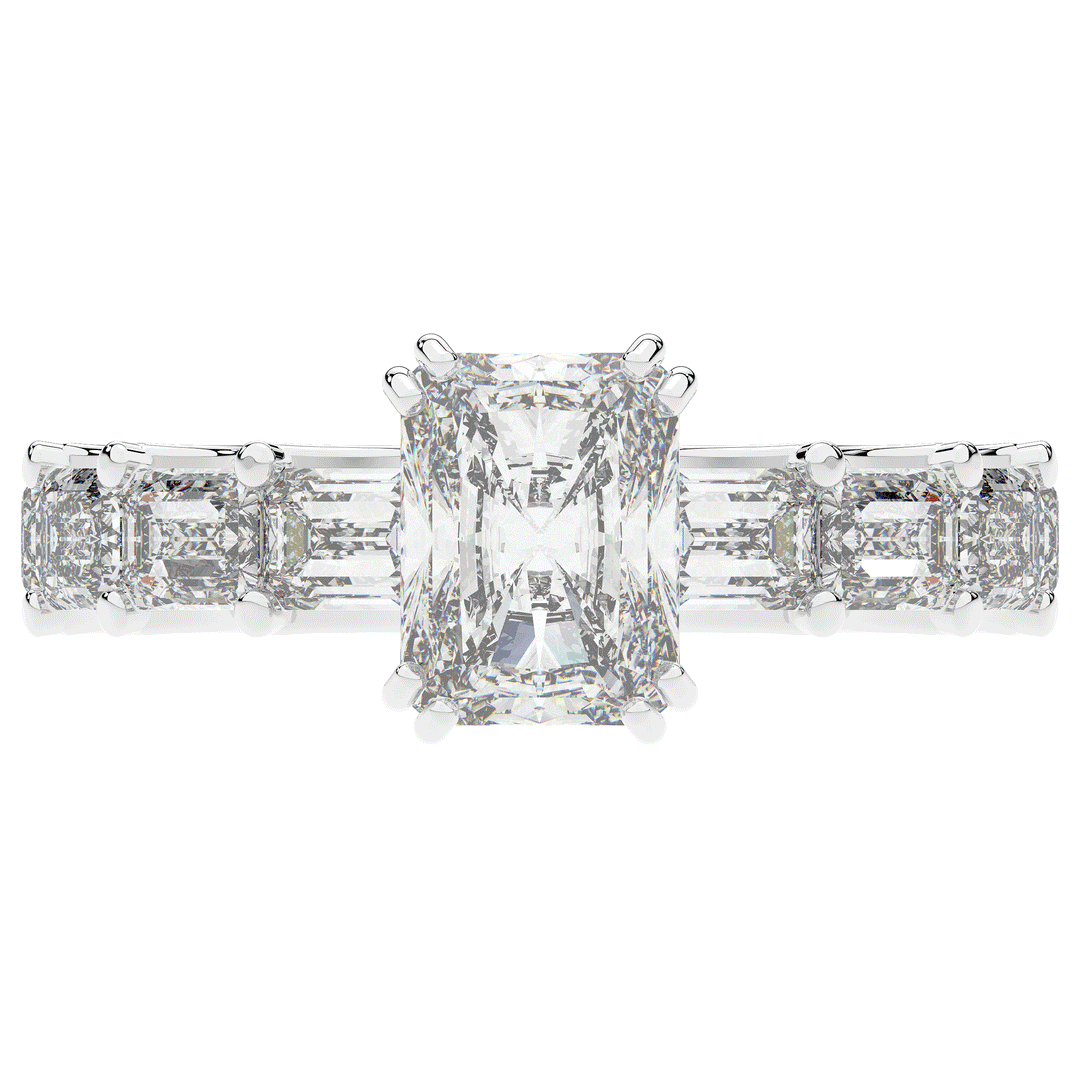 3.75CT.TW RADIANT LAB DIAMOND SOLITAIRE ENGAGEMENT RING - Nazarelle