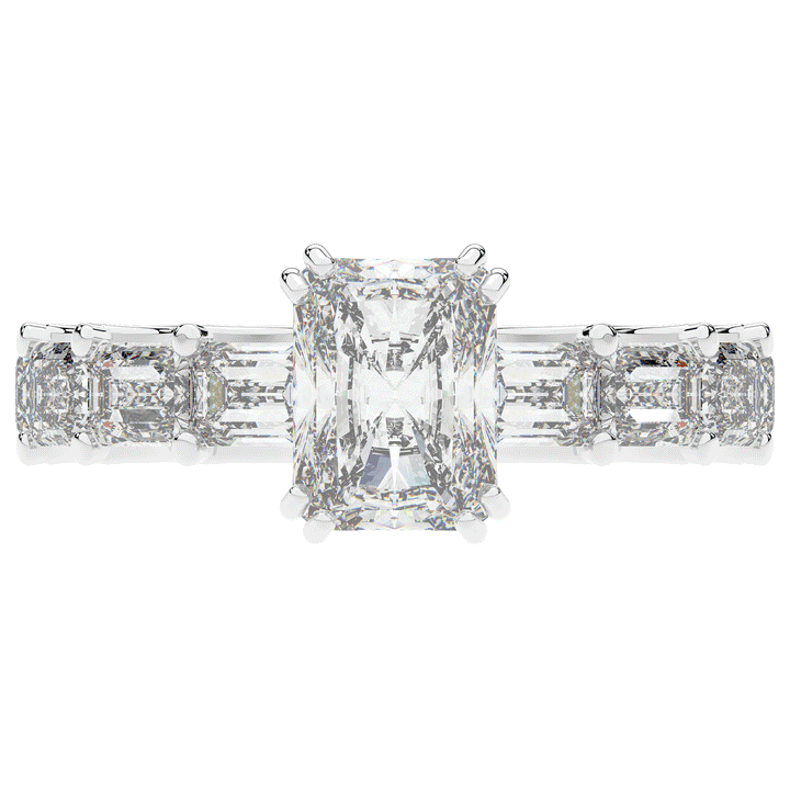 3.75CT.TW RADIANT LAB DIAMOND SOLITAIRE ENGAGEMENT RING - Nazarelle