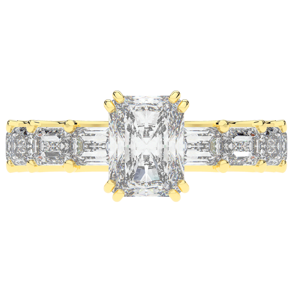 3.75CT.TW RADIANT LAB DIAMOND SOLITAIRE ENGAGEMENT RING - Nazarelle