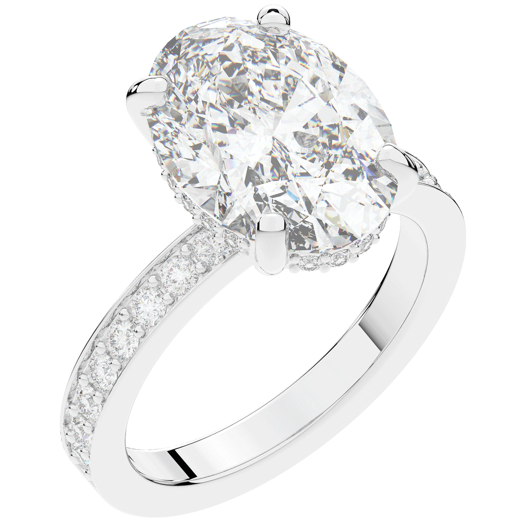 4.30CT.TW OVAL LAB DIAMOND BAND ENGAGEMENT RING - Nazarelle