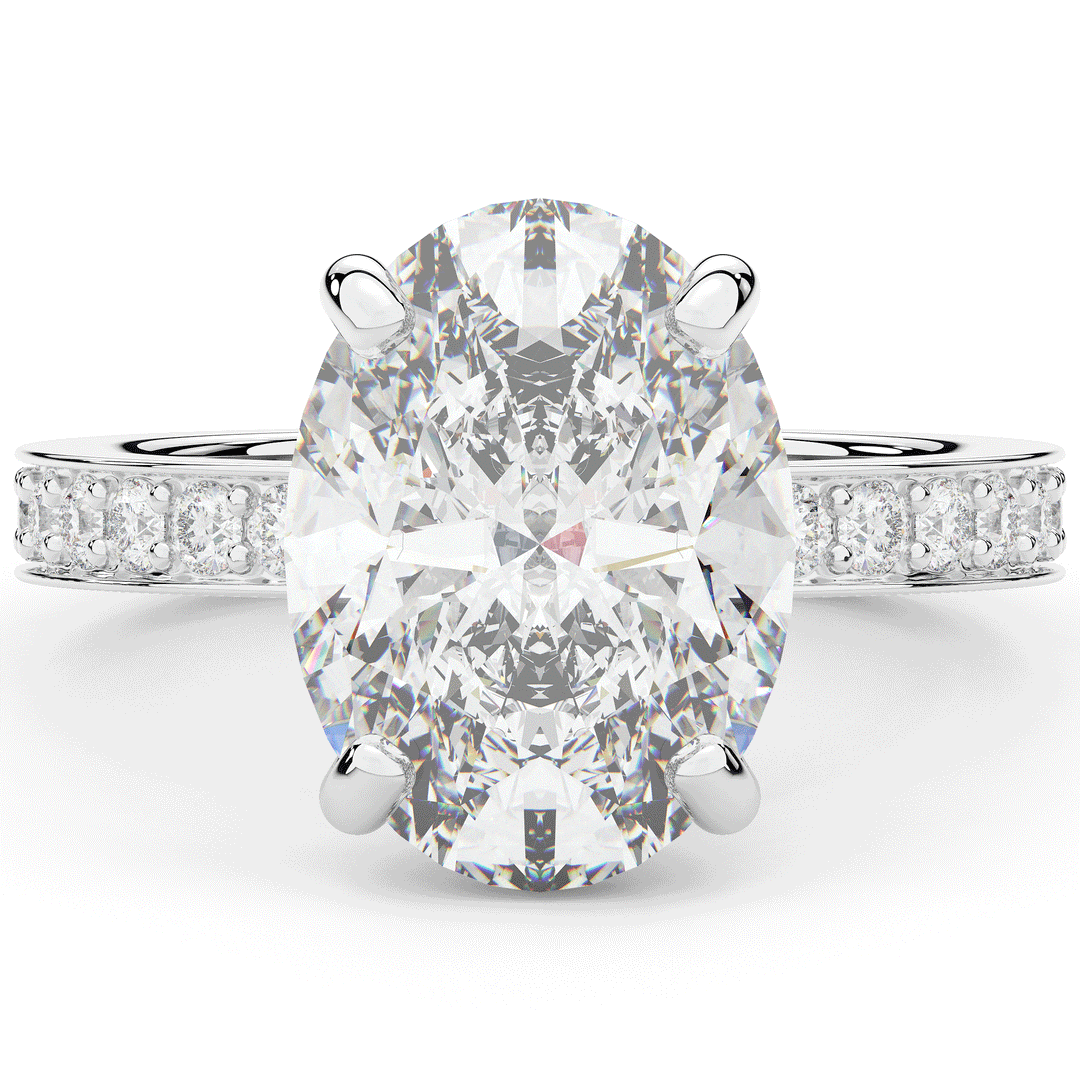 4.30CT.TW OVAL LAB DIAMOND BAND ENGAGEMENT RING - Nazarelle
