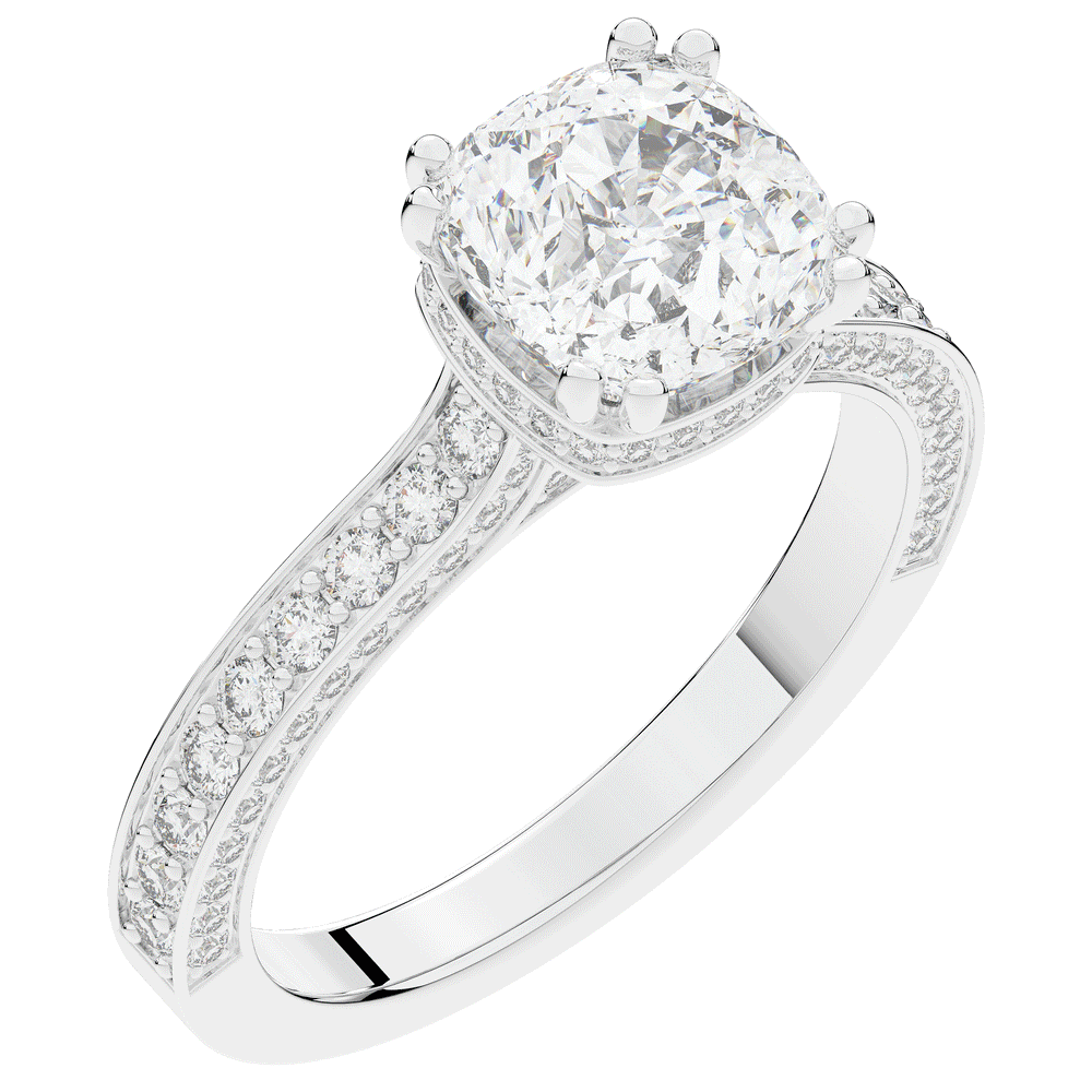 2.60CT.TW CUSHION LAB DIAMOND SOLITAIRE ENGAGEMENT RING - Nazarelle