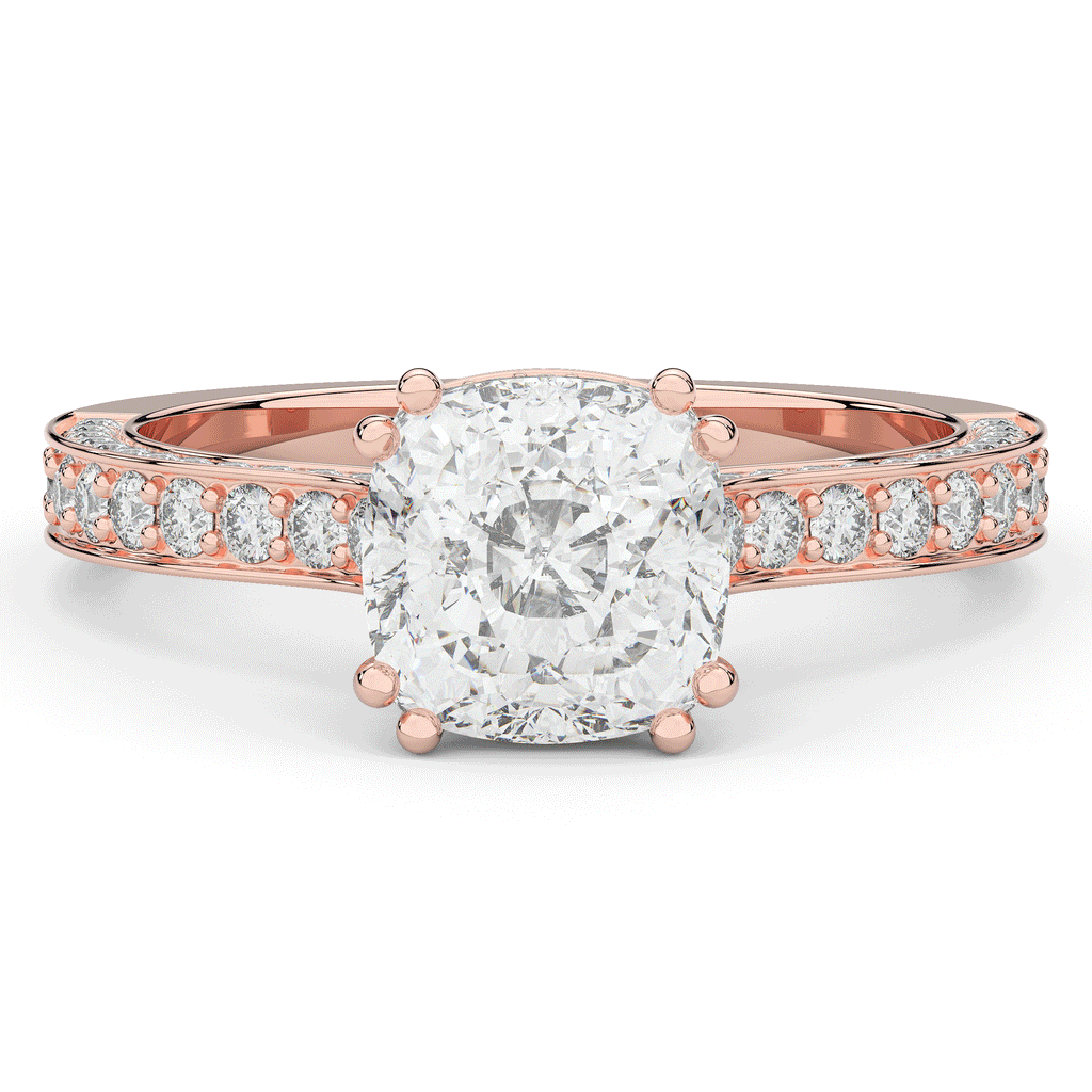 2.60CT.TW CUSHION LAB DIAMOND SOLITAIRE ENGAGEMENT RING - Nazarelle