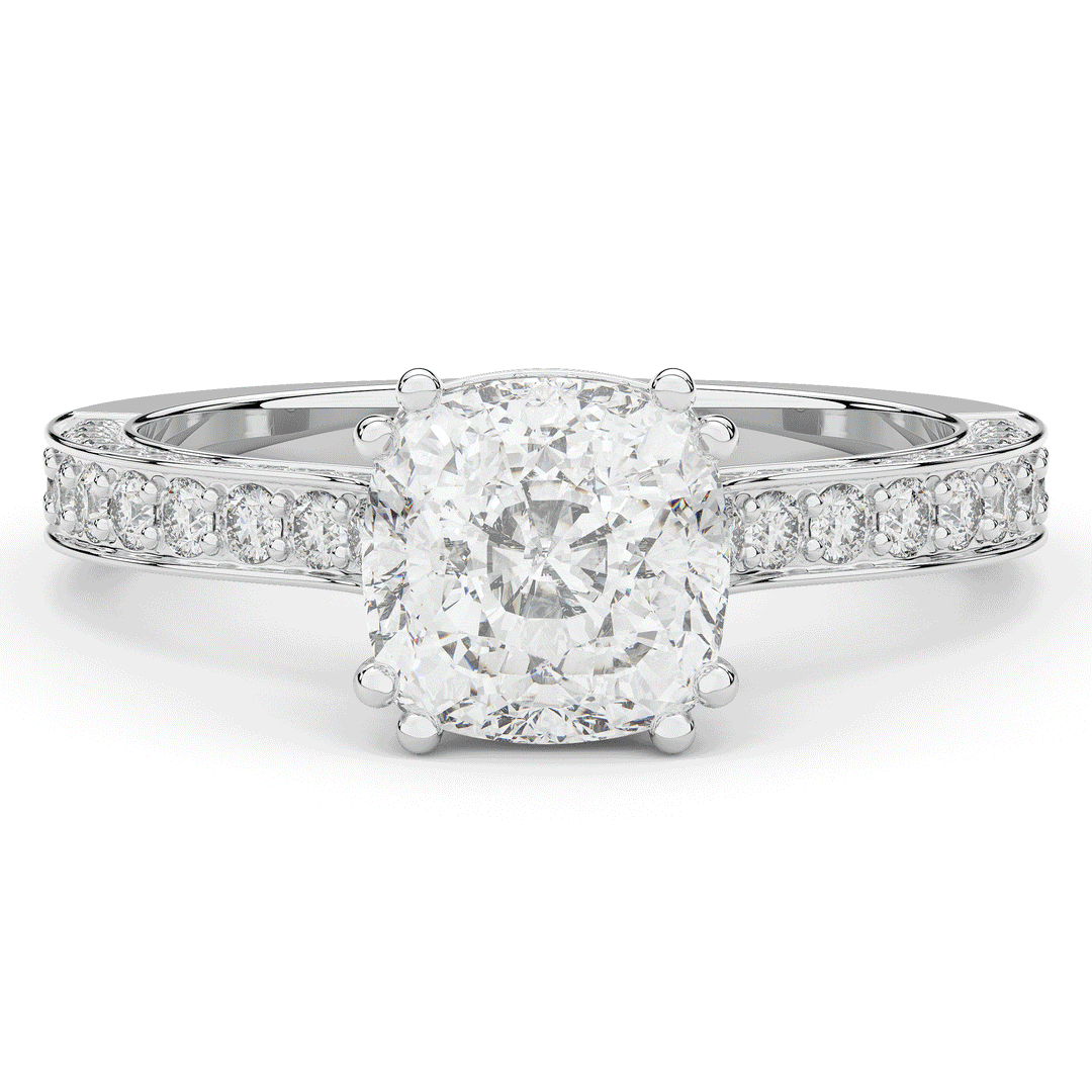 2.60CT.TW CUSHION LAB DIAMOND SOLITAIRE ENGAGEMENT RING - Nazarelle