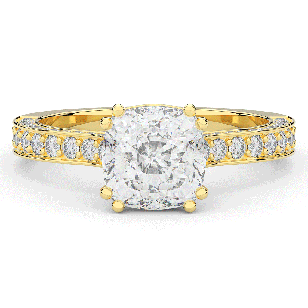 2.60CT.TW CUSHION LAB DIAMOND SOLITAIRE ENGAGEMENT RING - Nazarelle