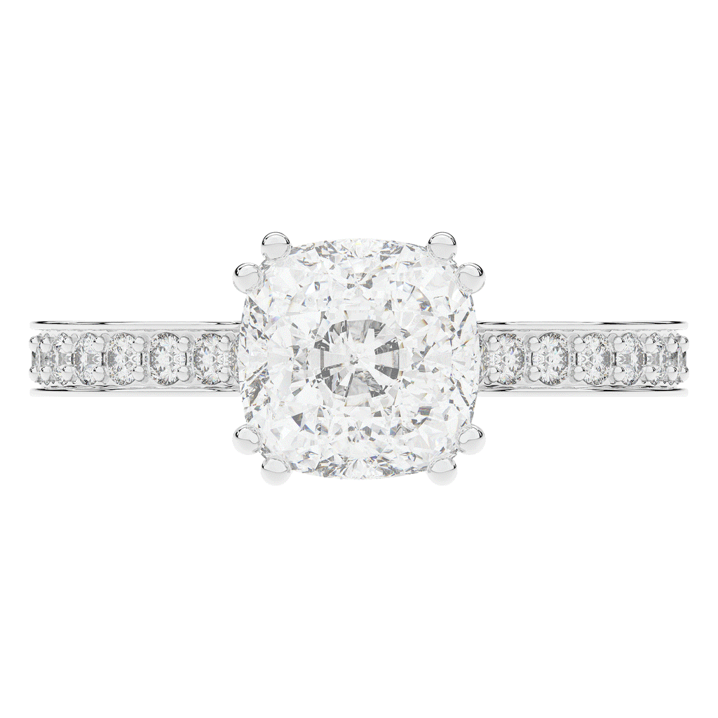 2.60CT.TW CUSHION LAB DIAMOND SOLITAIRE ENGAGEMENT RING - Nazarelle