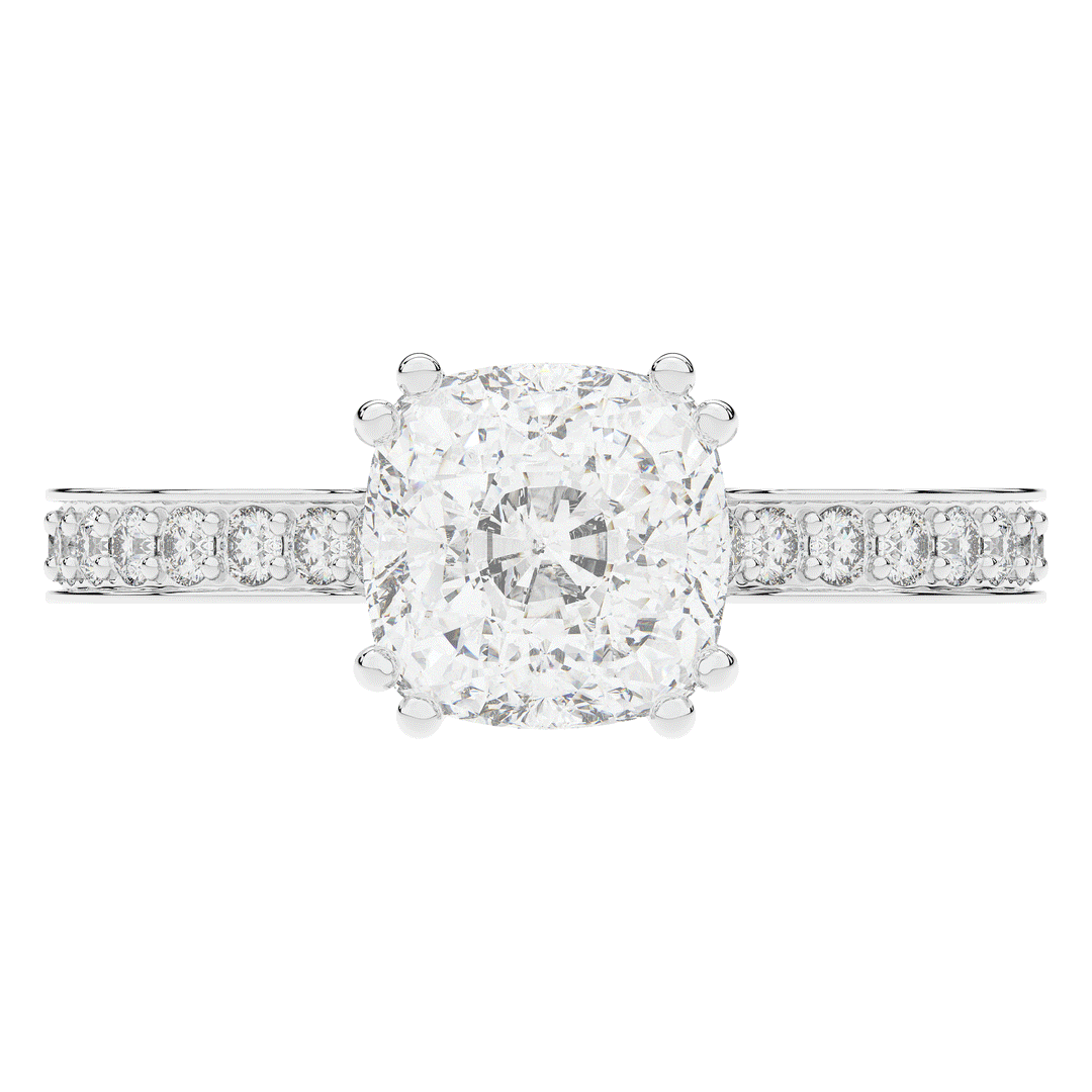 2.60CT.TW CUSHION LAB DIAMOND SOLITAIRE ENGAGEMENT RING - Nazarelle