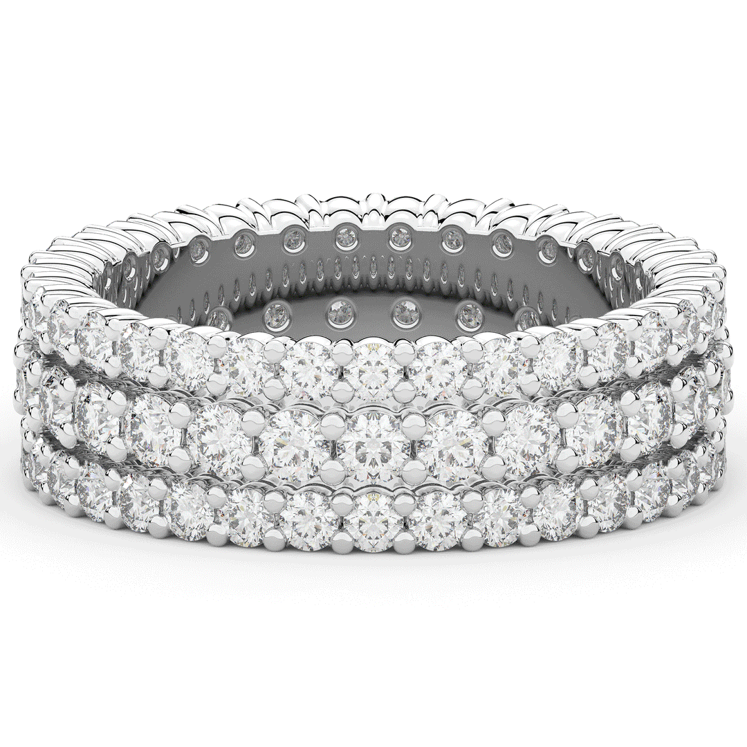 2.30CT.TW 3 ROW ROUND LAB DIAMOND ETERNITY WEDDING BAND - Nazarelle