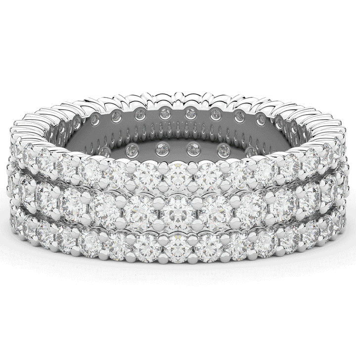 2.30CT.TW 3 ROW ROUND LAB DIAMOND ETERNITY WEDDING BAND - Nazarelle