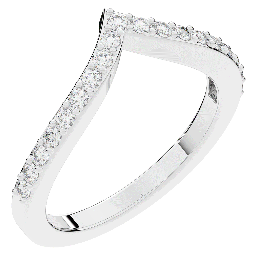 0.15CT.TW ROUND LAB DIAMOND POINTED CONTOUR WEDDING BAND - Nazarelle