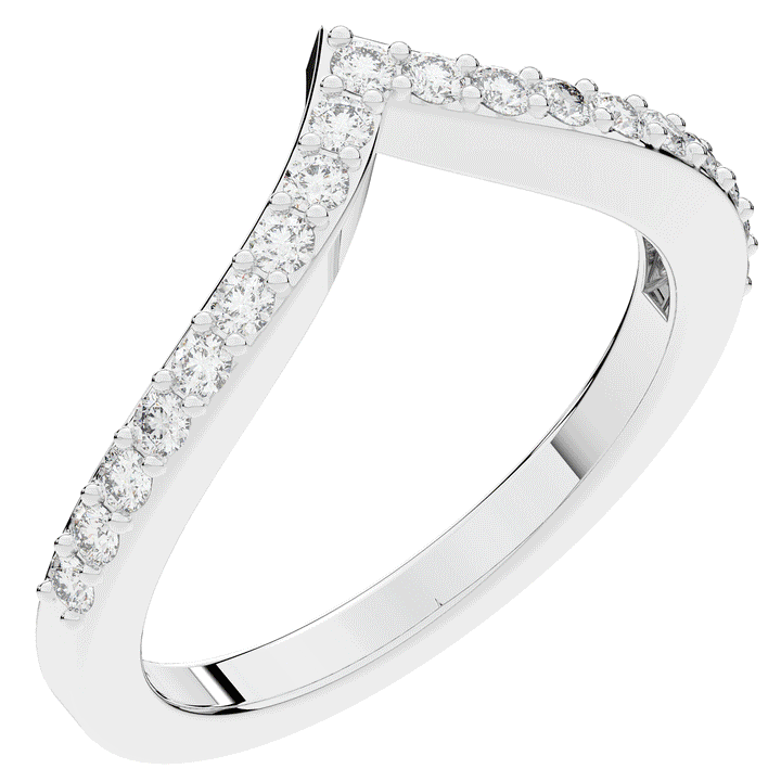 0.15CT.TW ROUND LAB DIAMOND POINTED CONTOUR WEDDING BAND - Nazarelle