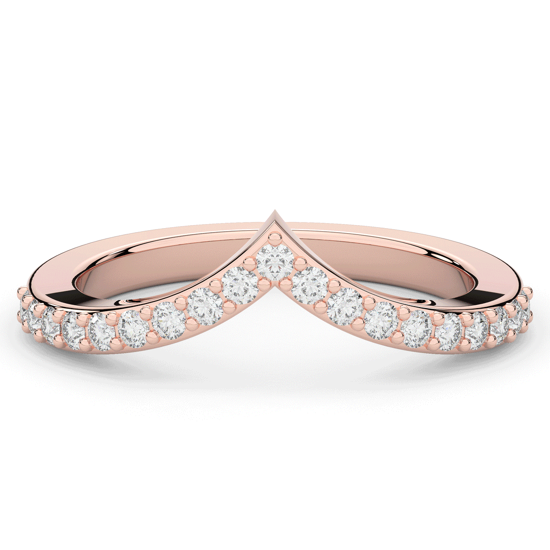 0.15CT.TW ROUND LAB DIAMOND POINTED CONTOUR WEDDING BAND - Nazarelle