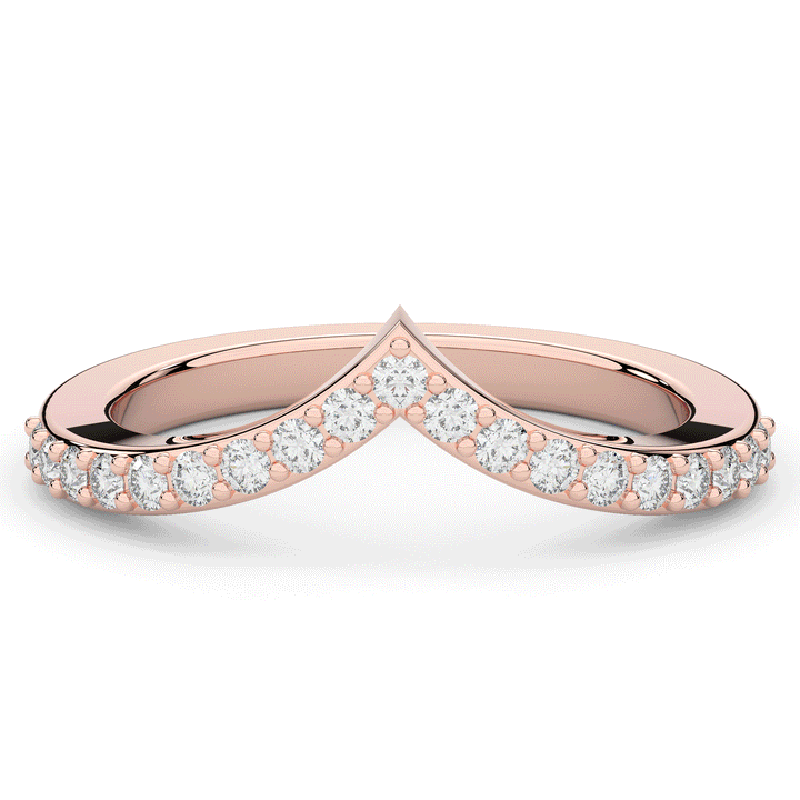 0.15CT.TW ROUND LAB DIAMOND POINTED CONTOUR WEDDING BAND - Nazarelle