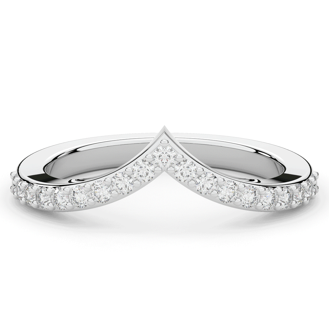 0.15CT.TW ROUND LAB DIAMOND POINTED CONTOUR WEDDING BAND - Nazarelle
