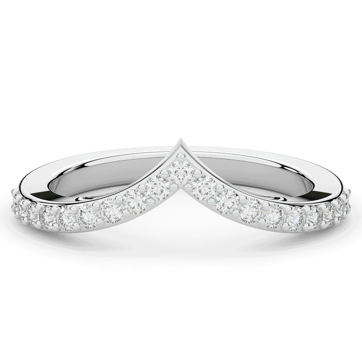 0.15CT.TW ROUND LAB DIAMOND POINTED CONTOUR WEDDING BAND - Nazarelle