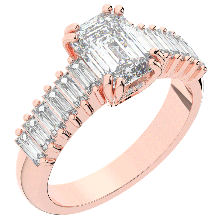 2.60CT.TW EMERALD CUT LAB DIAMOND ENGAGEMENT RING - Nazarelle