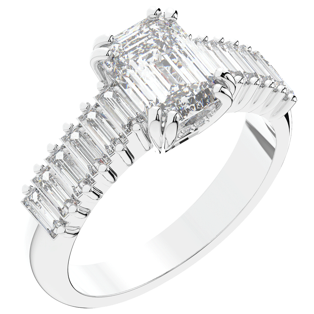 2.60CT.TW EMERALD CUT LAB DIAMOND ENGAGEMENT RING - Nazarelle