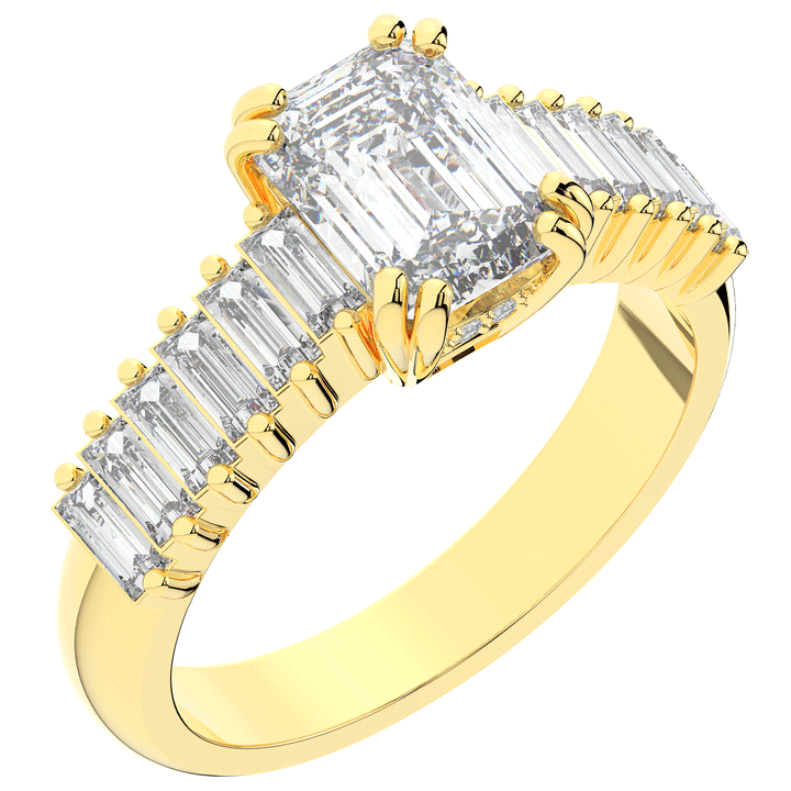 2.60CT.TW EMERALD CUT LAB DIAMOND ENGAGEMENT RING - Nazarelle