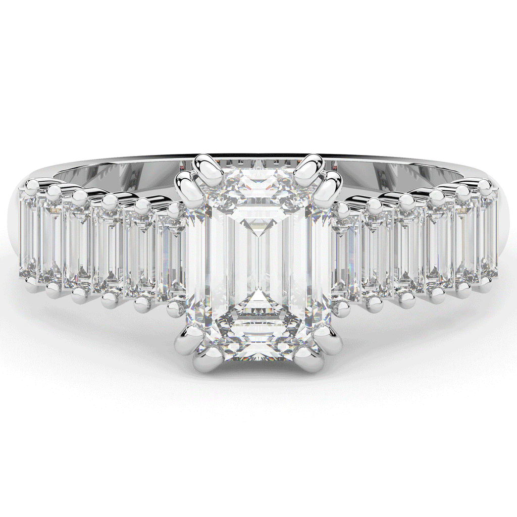 2.60CT.TW EMERALD CUT LAB DIAMOND ENGAGEMENT RING - Nazarelle