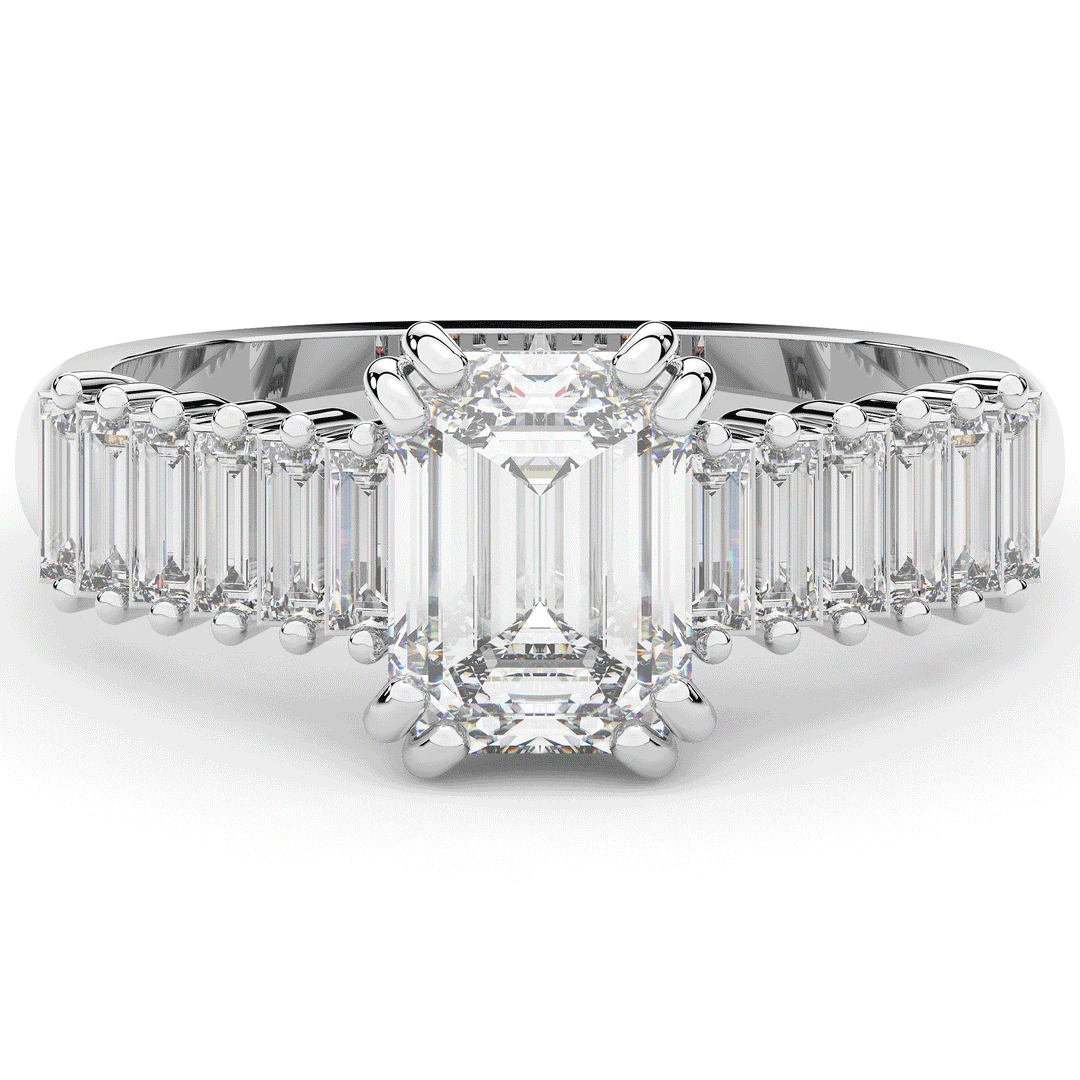 2.60CT.TW EMERALD CUT LAB DIAMOND ENGAGEMENT RING - Nazarelle