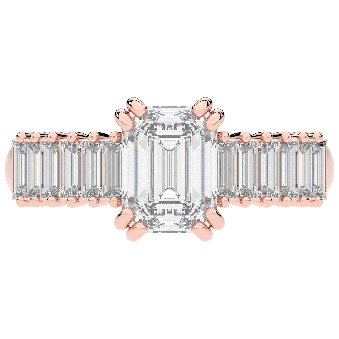 2.60CT.TW EMERALD CUT LAB DIAMOND ENGAGEMENT RING - Nazarelle
