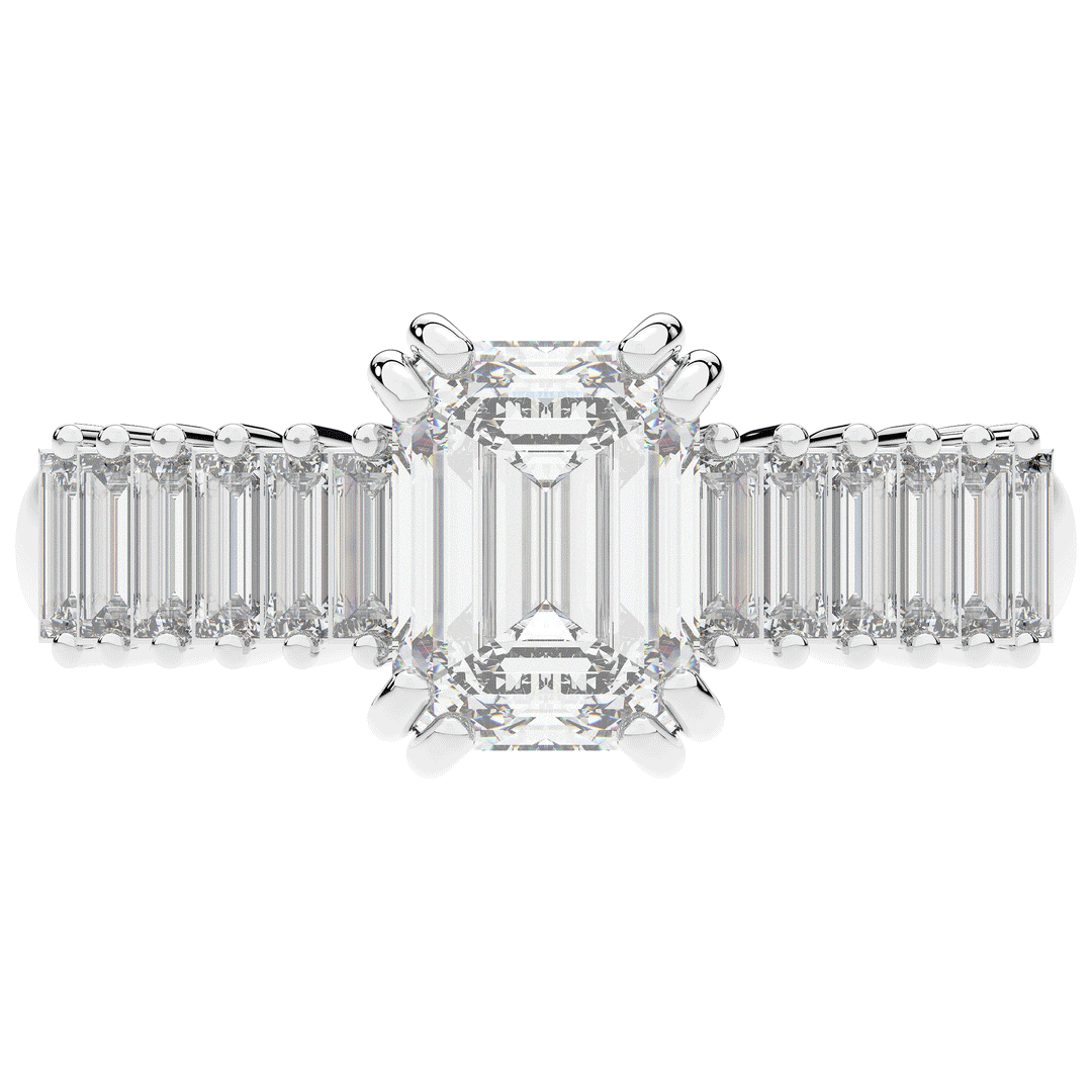 2.60CT.TW EMERALD CUT LAB DIAMOND ENGAGEMENT RING - Nazarelle