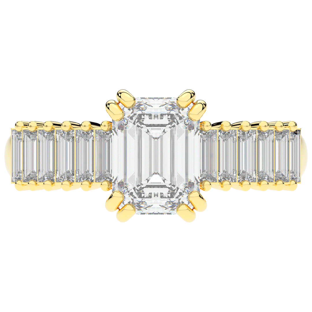 2.60CT.TW EMERALD CUT LAB DIAMOND ENGAGEMENT RING - Nazarelle