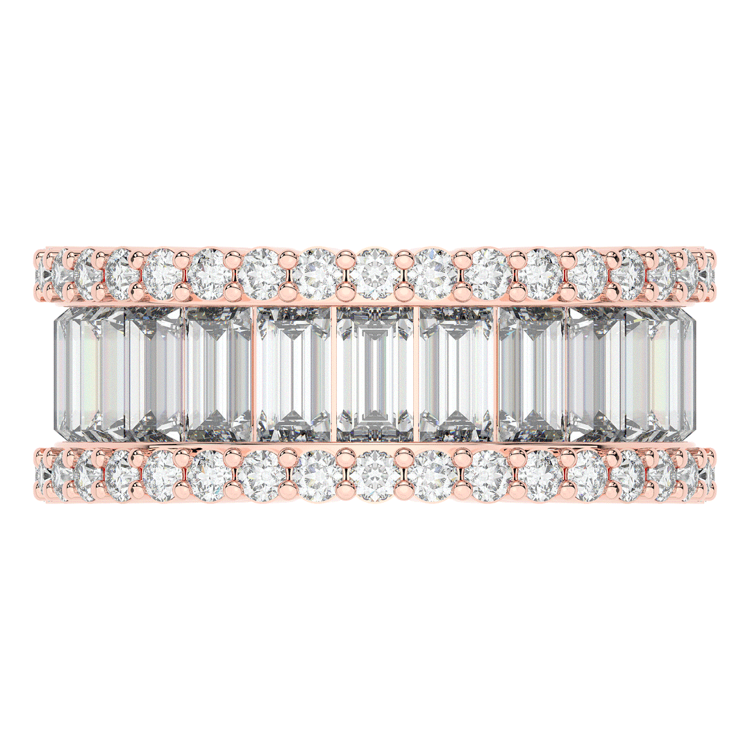 7.25CT.TW BAGUETTE AND ROUND LAB DIAMOND ETERNITY WEDDING BAND - Nazarelle