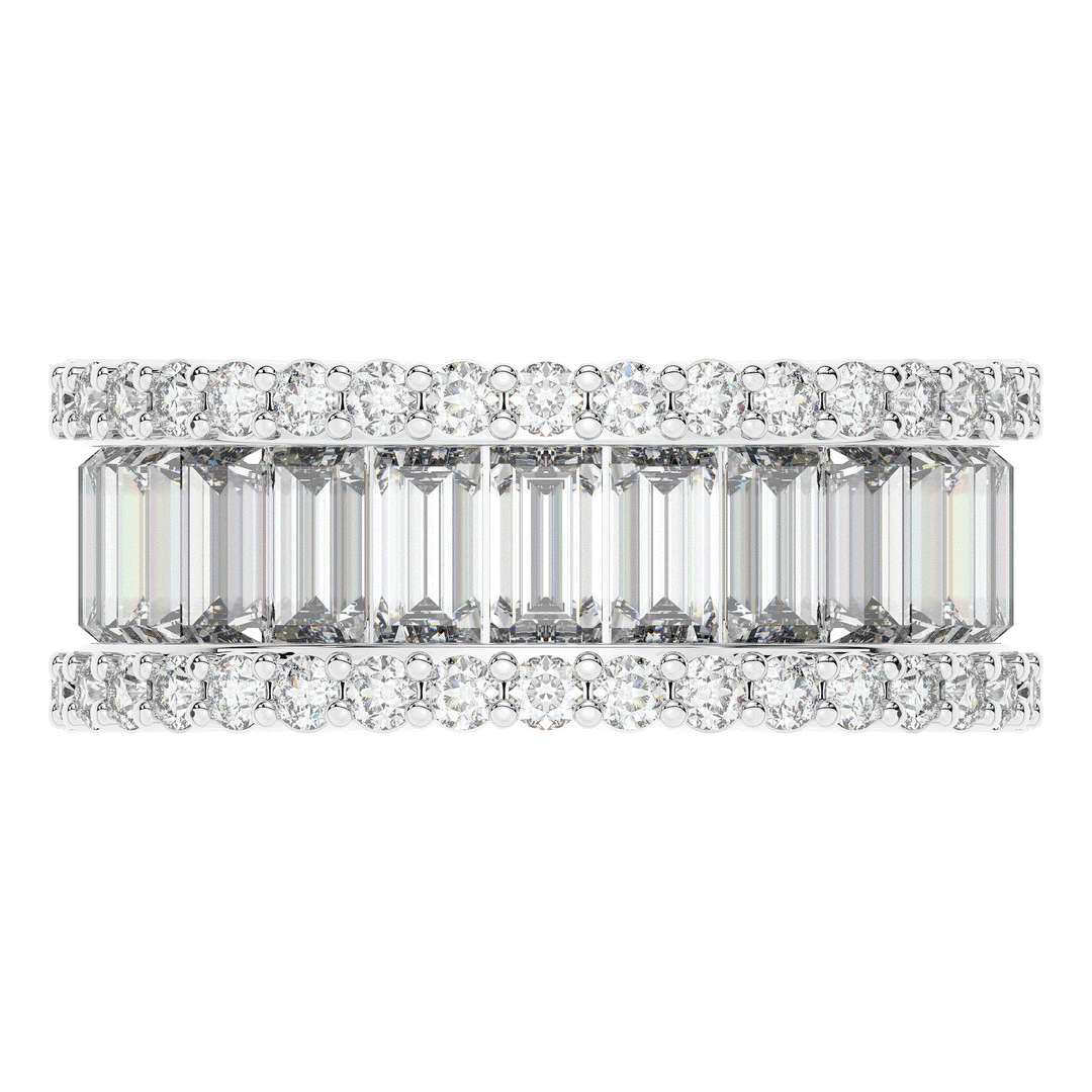 7.25CT.TW BAGUETTE AND ROUND LAB DIAMOND ETERNITY WEDDING BAND - Nazarelle