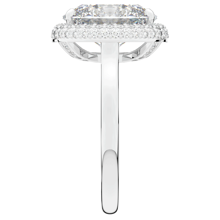 4.40CT.TW OVAL LAB DIAMOND HALO ENGAGEMENT RING - Nazarelle