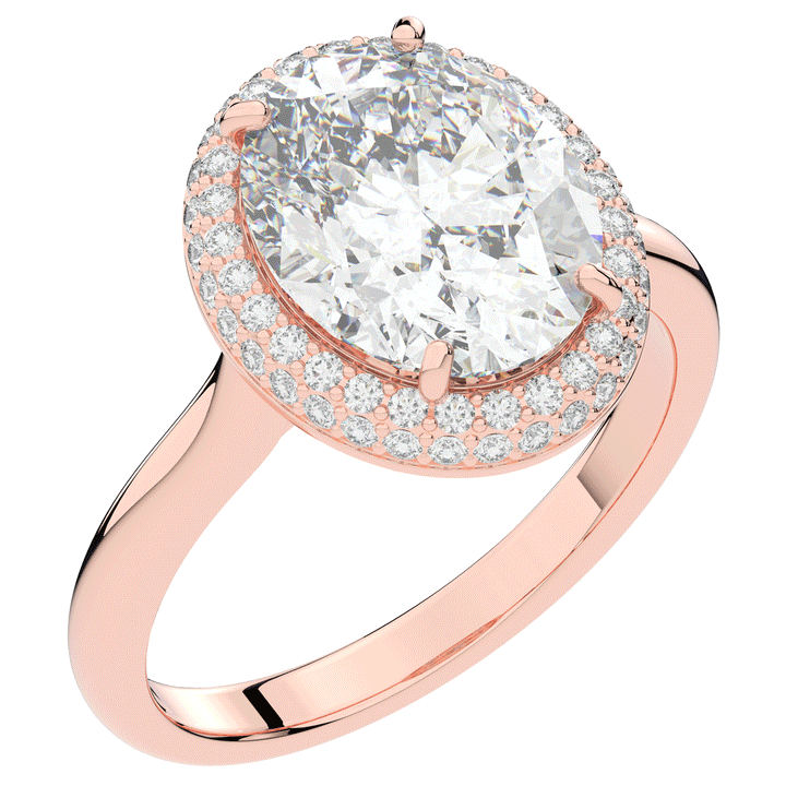 4.40CT.TW OVAL LAB DIAMOND HALO ENGAGEMENT RING - Nazarelle