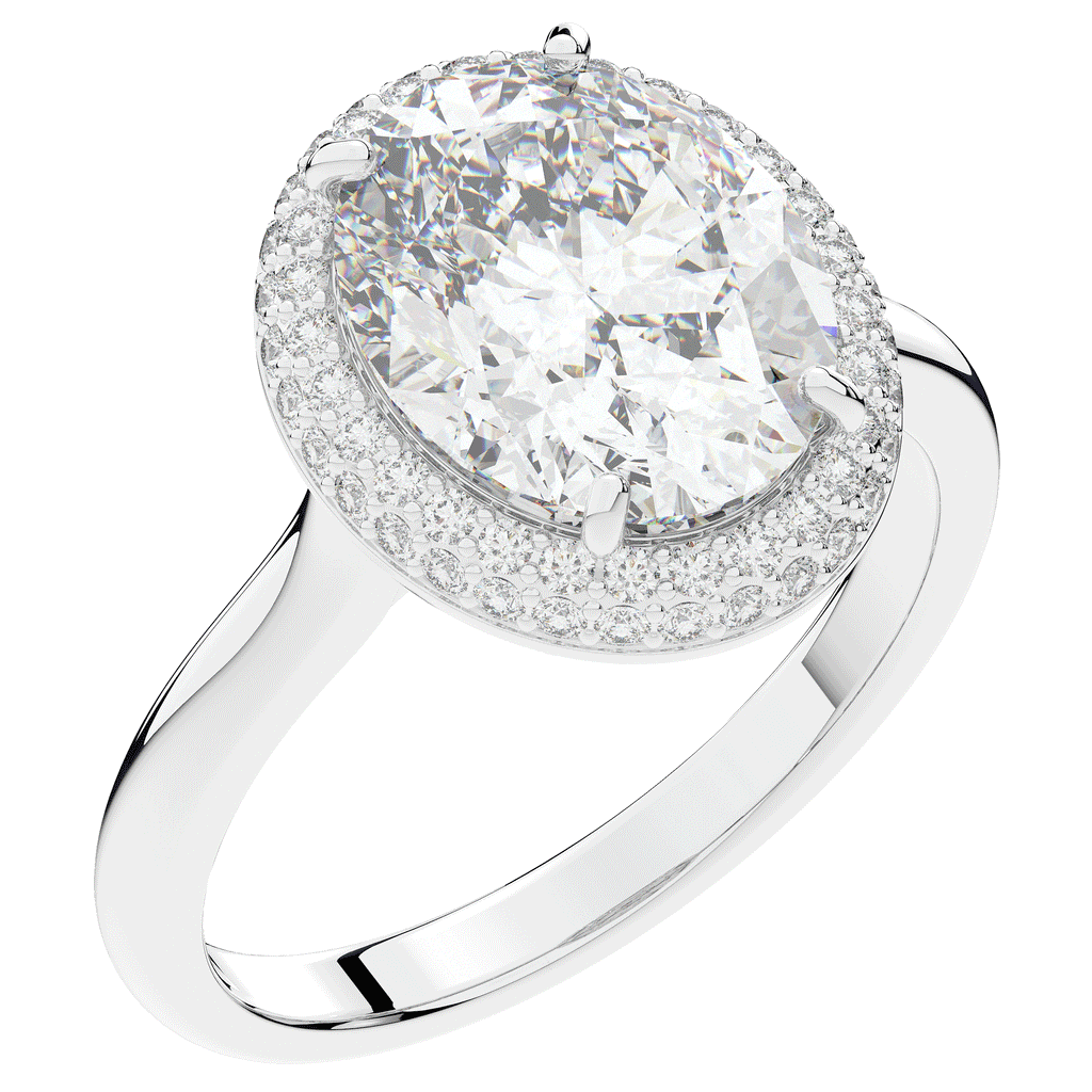 4.40CT.TW OVAL LAB DIAMOND HALO ENGAGEMENT RING - Nazarelle