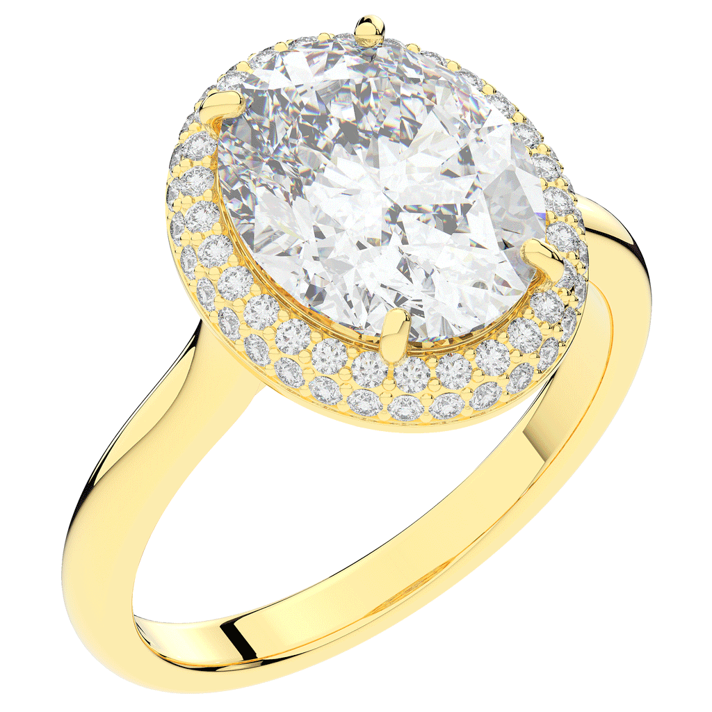 4.40CT.TW OVAL LAB DIAMOND HALO ENGAGEMENT RING - Nazarelle