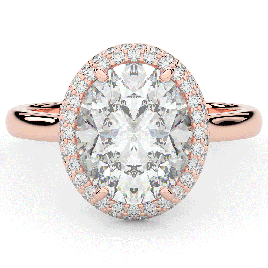 4.40CT.TW OVAL LAB DIAMOND HALO ENGAGEMENT RING - Nazarelle